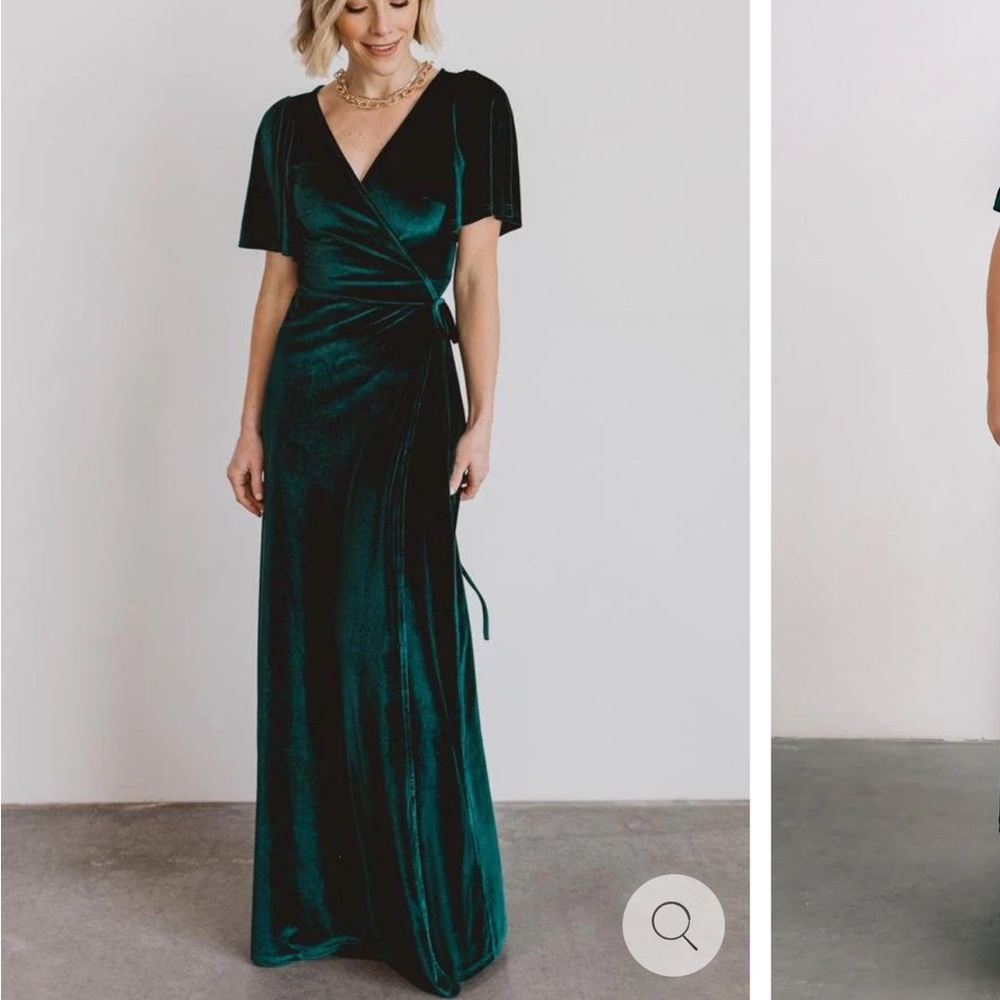 Baltic Born (Modified) Meghan Velvet Wrap Maxi Dress Emerald